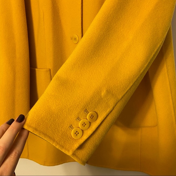 Talbots Mustard Yellow Button Up Long Wool Jacket - Picture 8 of 13